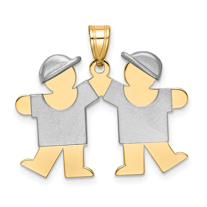 14k Two-Tone Small Double Boys Engravable Charm-XK732