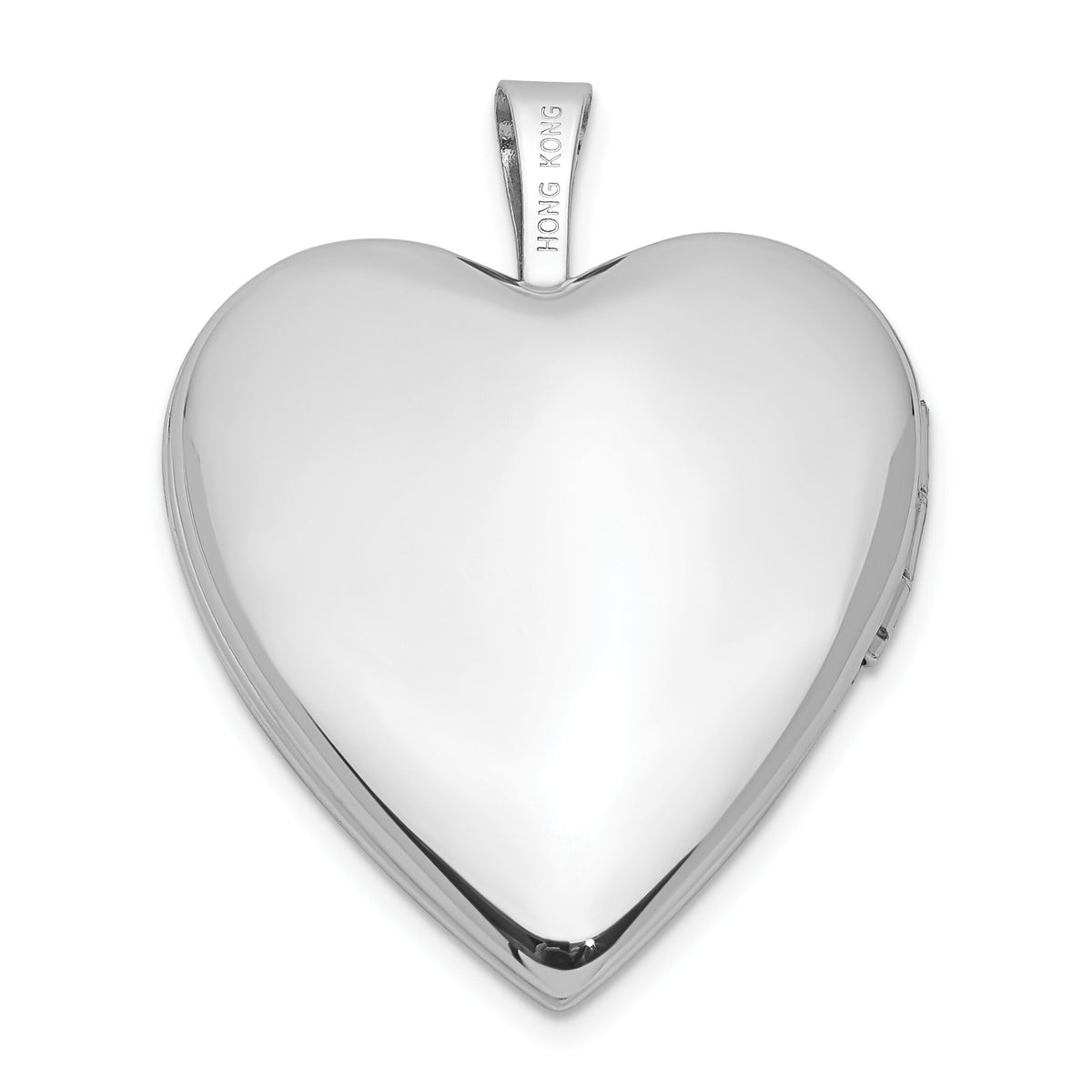 14k White Gold 20mm Diamond Satin & D/C Cross Heart Locket-XL585
