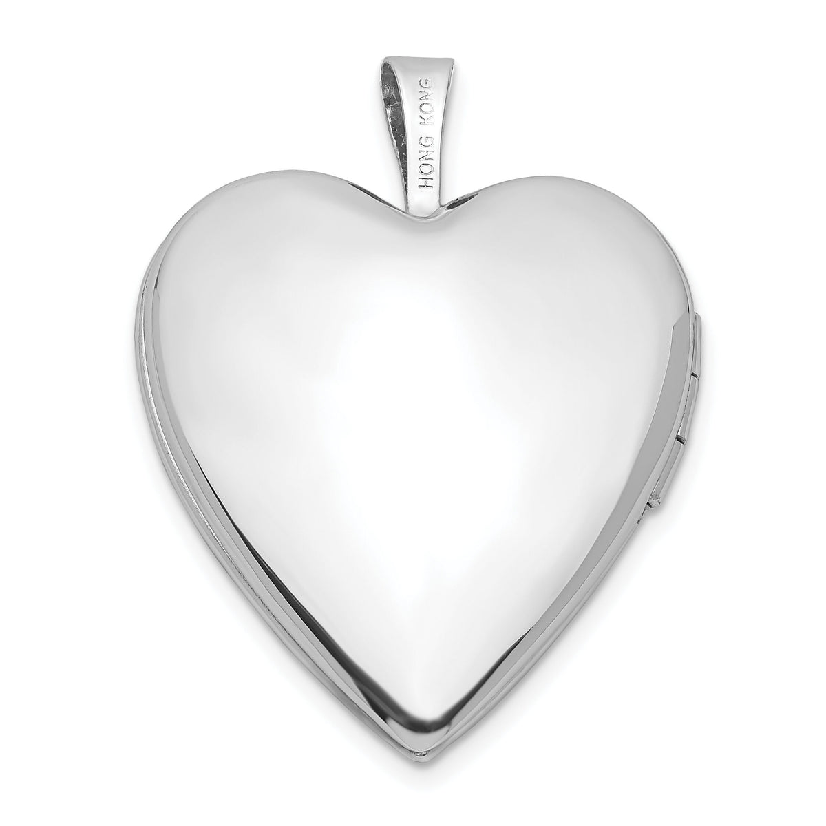 14K 20mm White Gold Plain Polished Heart Locket-XL589
