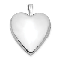 14K 20mm White Gold Plain Polished Heart Locket-XL589