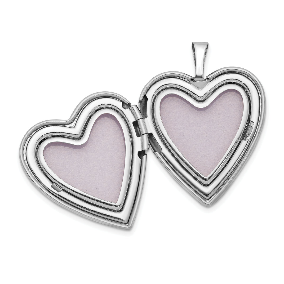 14K 20mm White Gold Plain Polished Heart Locket-XL589