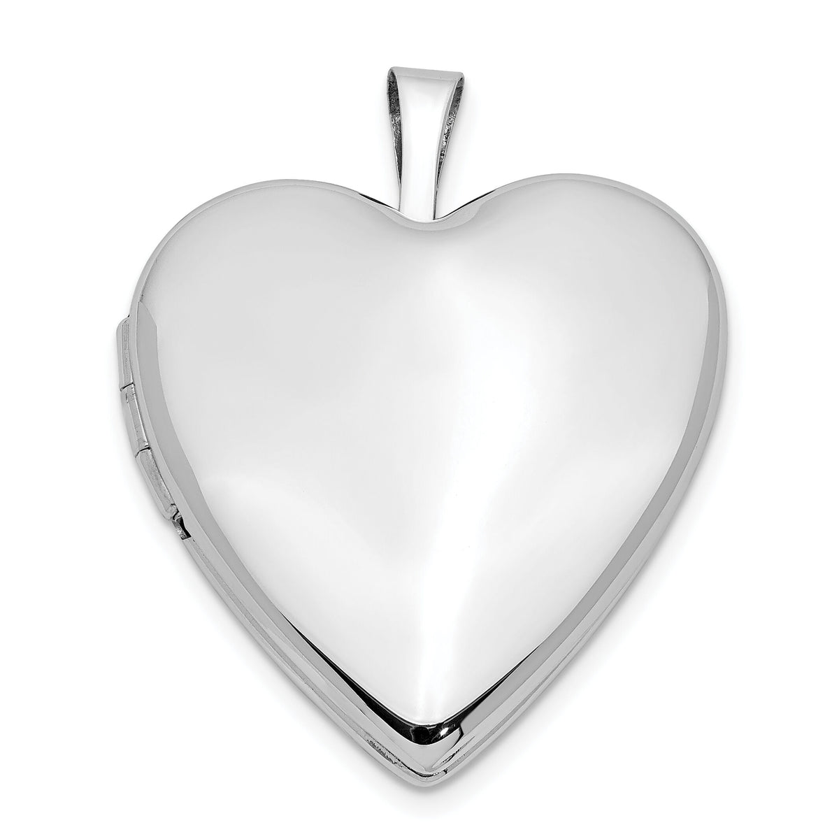 14K 20mm White Gold Plain Polished Heart Locket-XL589