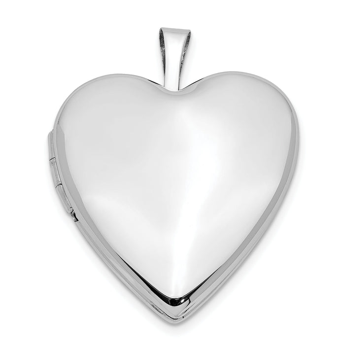 14K 20mm White Gold Plain Polished Heart Locket-XL589