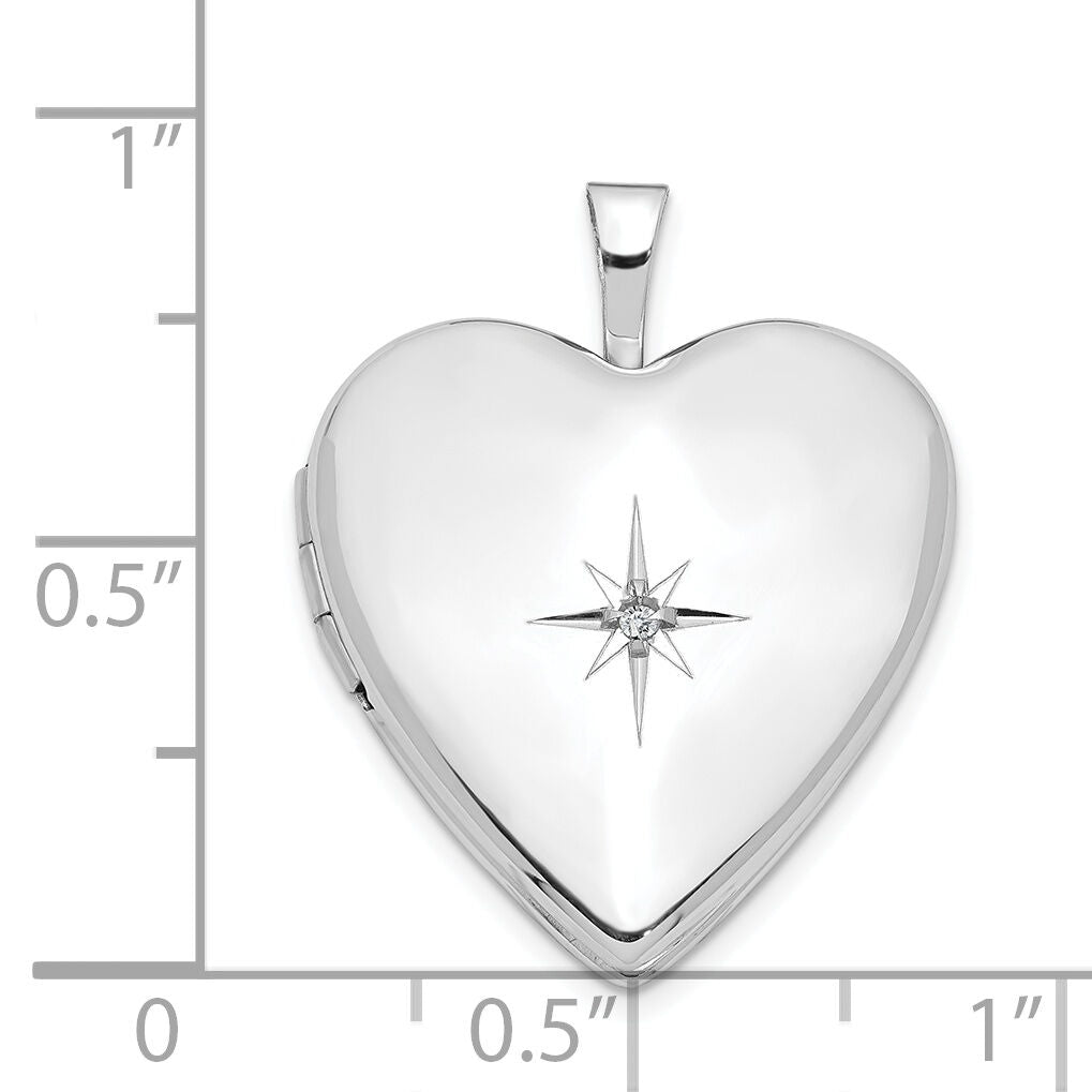 14K 20mm White Gold Diamond Heart Locket-XL591