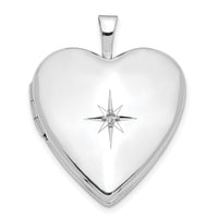 14K 20mm White Gold Diamond Heart Locket-XL591