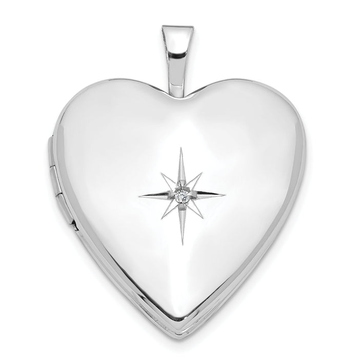 14K 20mm White Gold Diamond Heart Locket-XL591