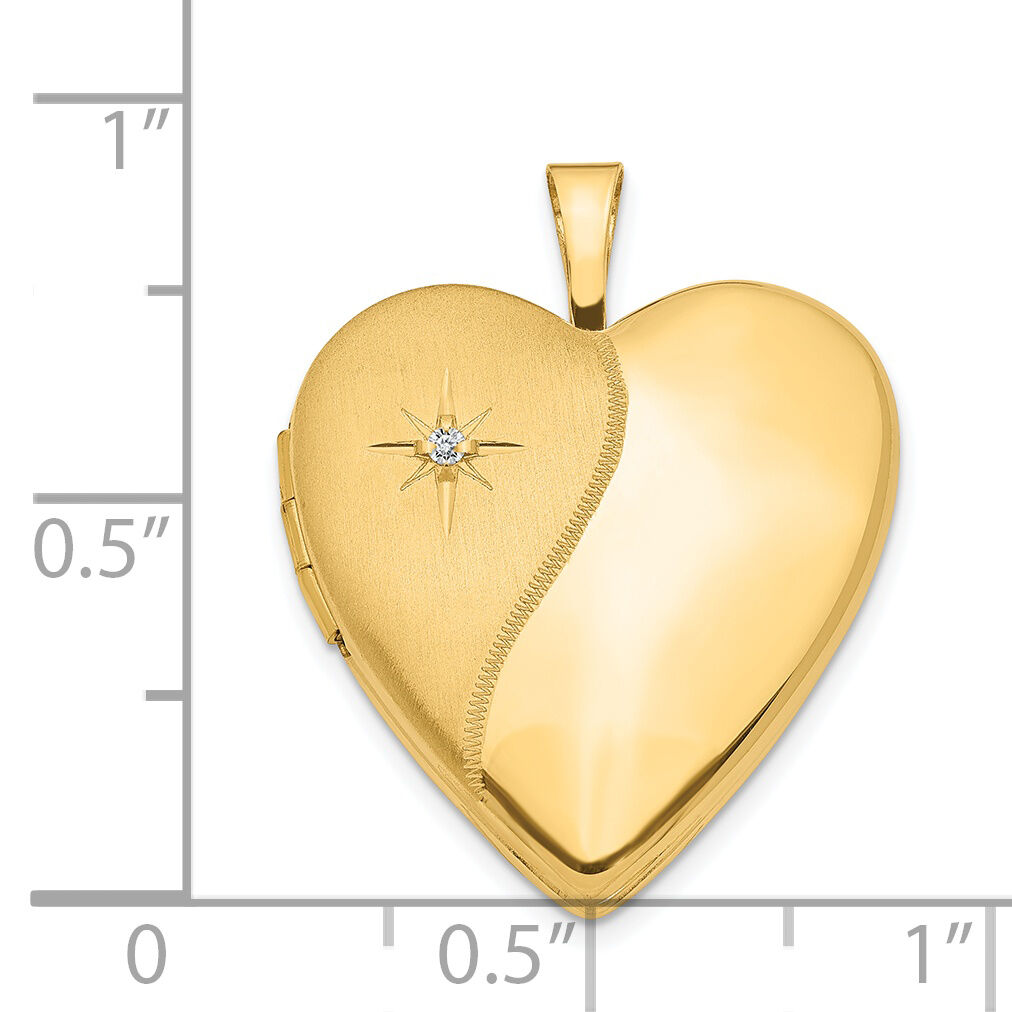 14K 20mm Diamond Polished and Satin Heart Locket-XL594