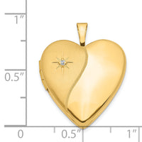 14K 20mm Diamond Polished and Satin Heart Locket-XL594