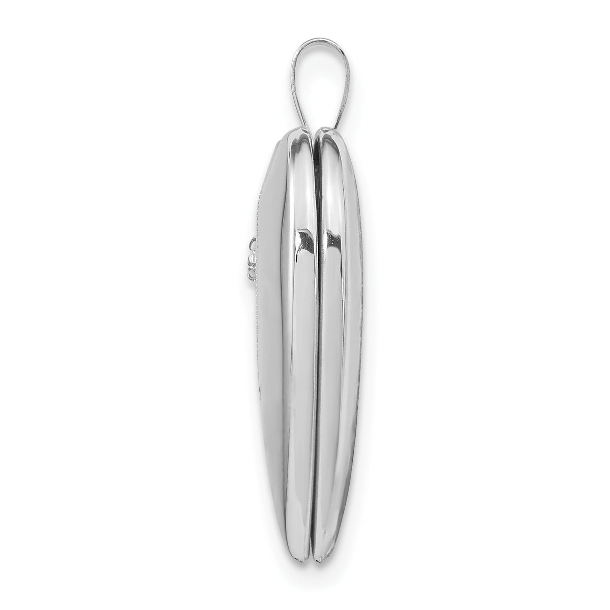 14K 20mm White Gold Diamond Polished and Satin Heart Locket-XL595