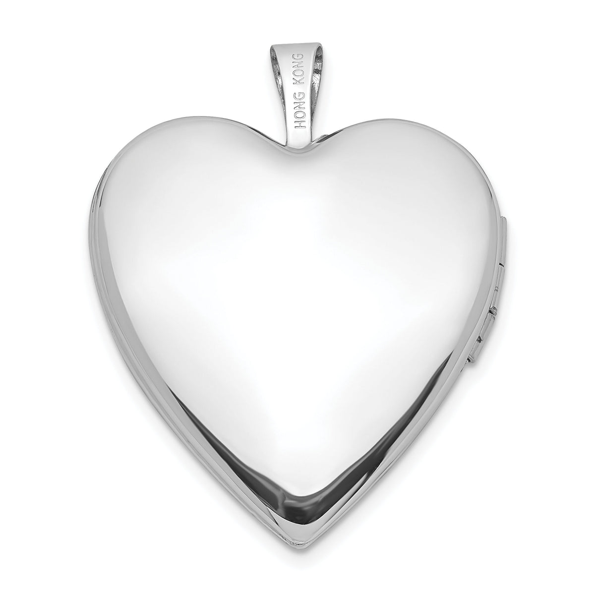 14K 20mm White Gold Diamond Polished and Satin Heart Locket-XL595