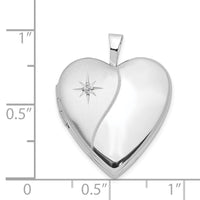 14K 20mm White Gold Diamond Polished and Satin Heart Locket-XL595
