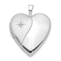 14K 20mm White Gold Diamond Polished and Satin Heart Locket-XL595