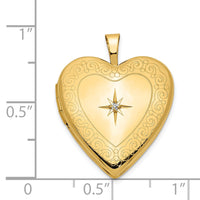 14K 20mm Diamond Side Swirl Edge Heart Locket-XL596