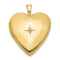 14K 20mm Diamond Side Swirl Edge Heart Locket-XL596