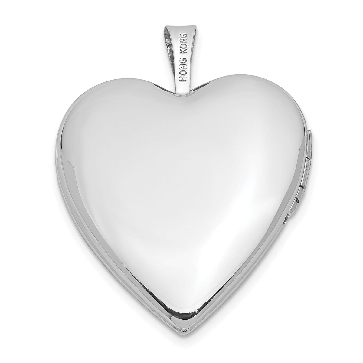 14K White Gold Diamond Side Swirl Edge 20mm Heart Locket-XL597