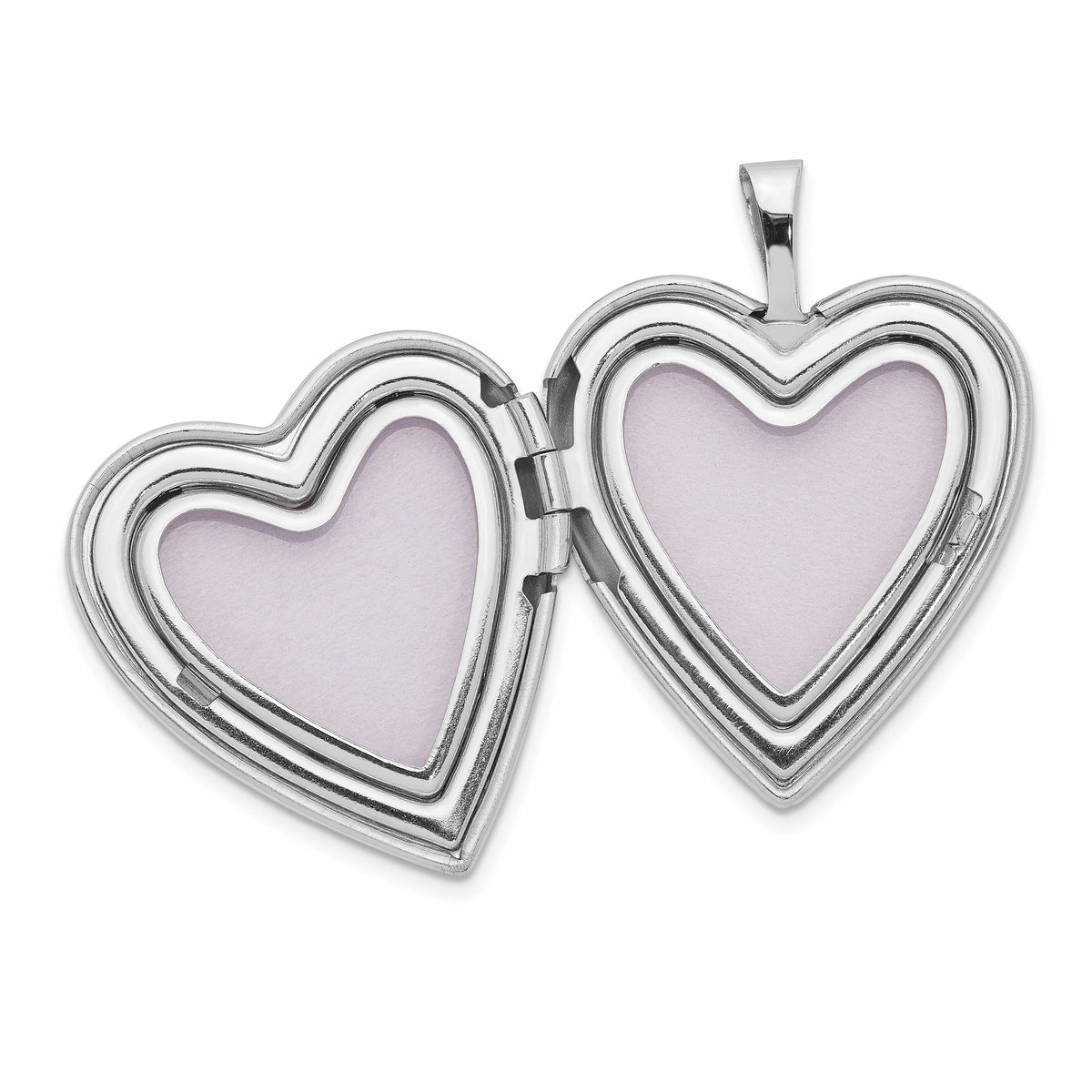 14K White Gold Diamond Side Swirl Edge 20mm Heart Locket-XL597