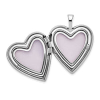 14K 20mm White Gold Flower Vine Border Heart Locket-XL599