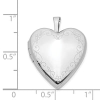 14K 20mm White Gold Flower Vine Border Heart Locket-XL599