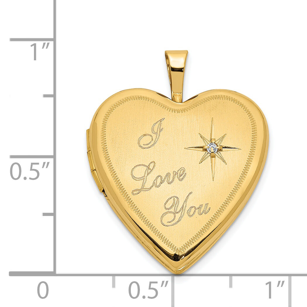 14K 20mm Diamond Satin I LOVE YOU Heart Locket-XL600