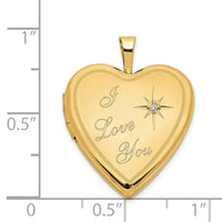 14K 20mm Diamond Satin I LOVE YOU Heart Locket-XL600