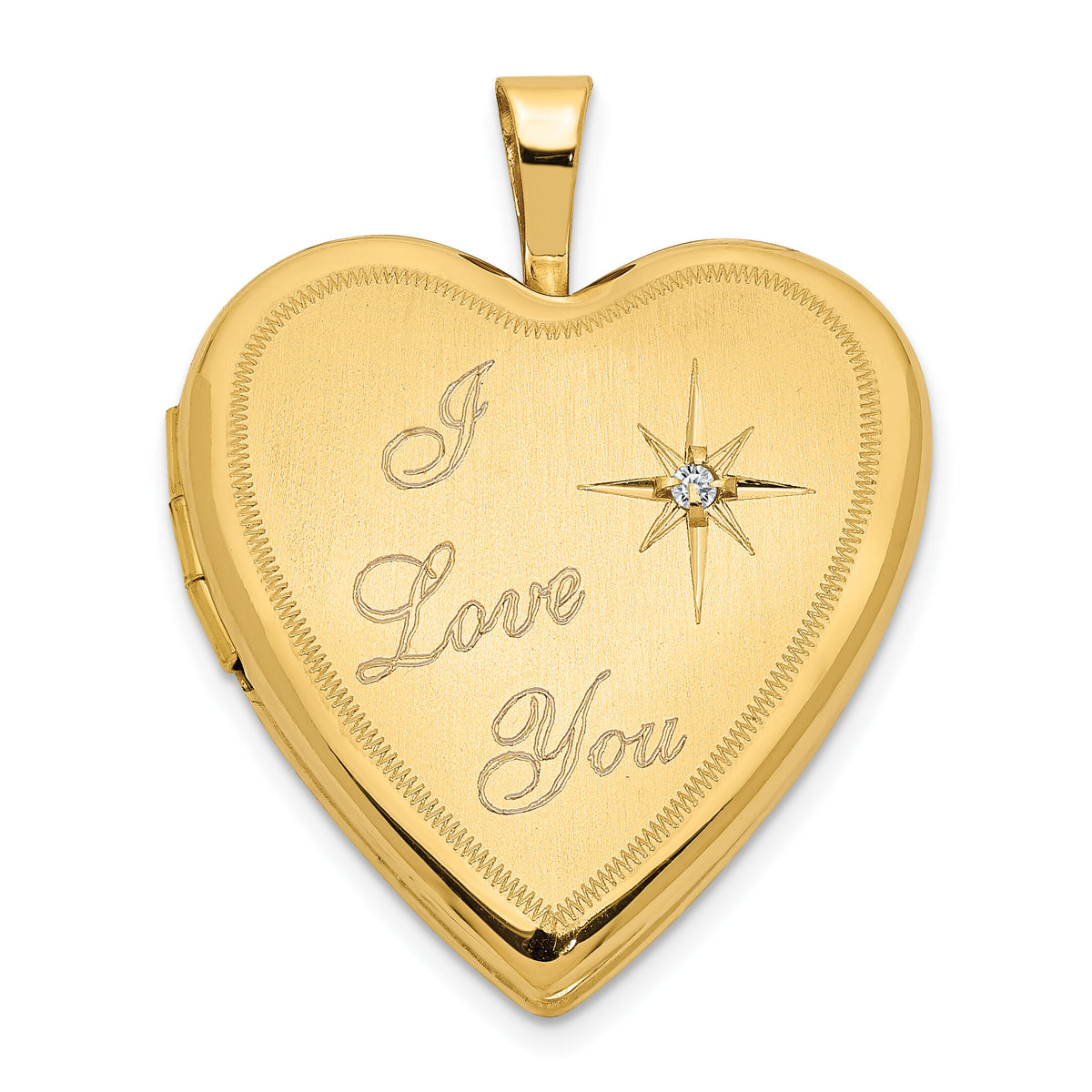 14K 20mm Diamond Satin I LOVE YOU Heart Locket-XL600