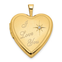 14K 20mm Diamond Satin I LOVE YOU Heart Locket-XL600