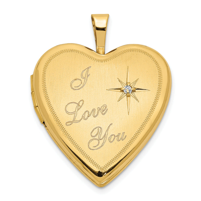 14K 20mm Diamond Satin I LOVE YOU Heart Locket-XL600
