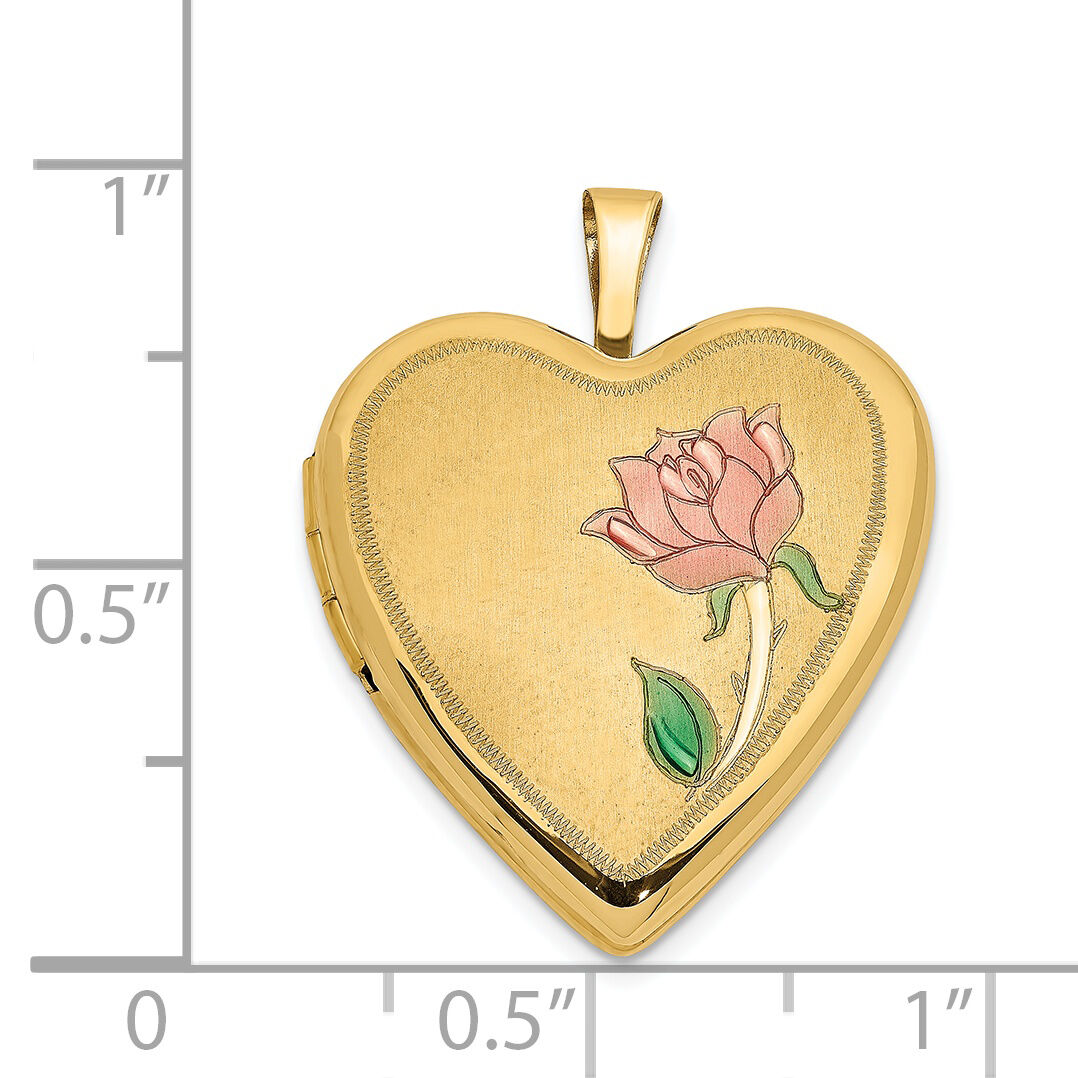 14K 20mm Enamel Rose Heart Locket-XL604