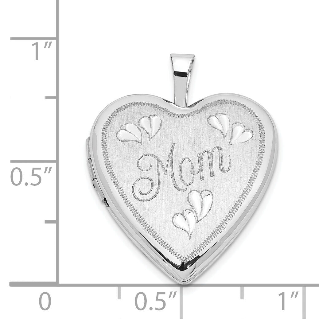 14K 20mm White Gold MOM w/Hearts Heart Locket-XL611