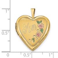 14ky 20mm Enameled Floral MOM Heart Locket-XL612