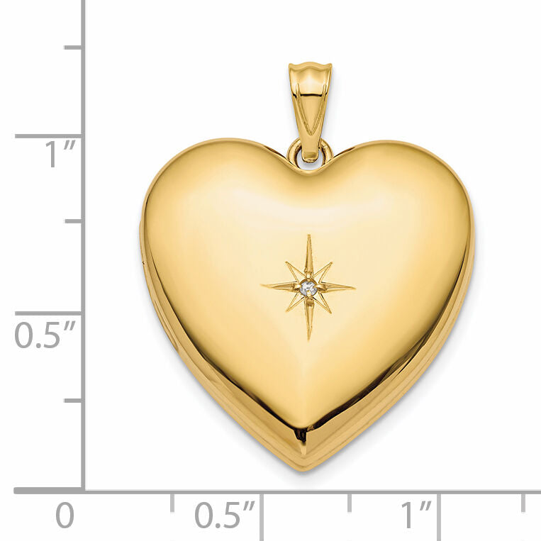 14k 24mm Diamond Star Ash Holder Heart Locket-XL718