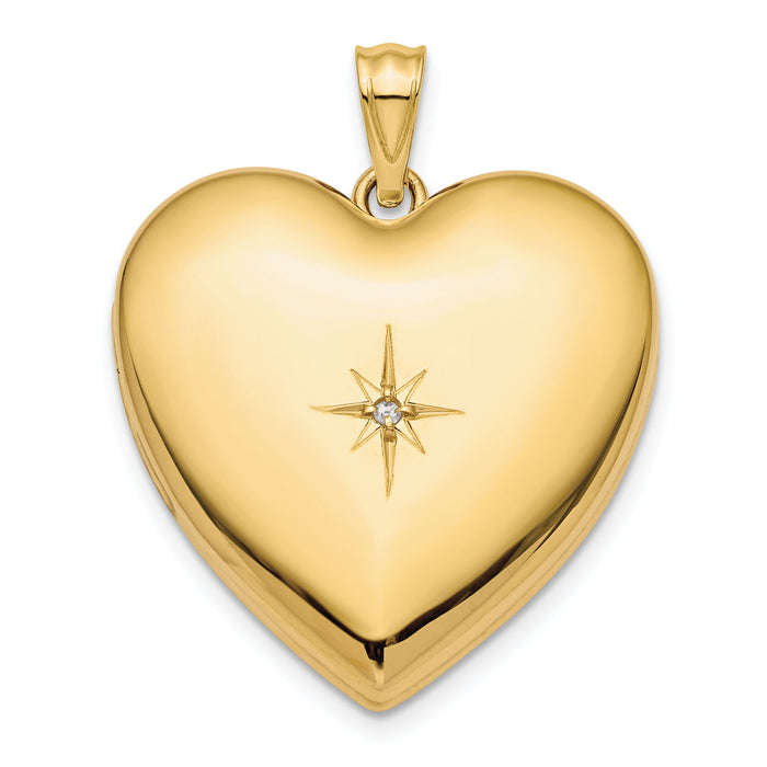 14k 24mm Diamond Star Ash Holder Heart Locket-XL718