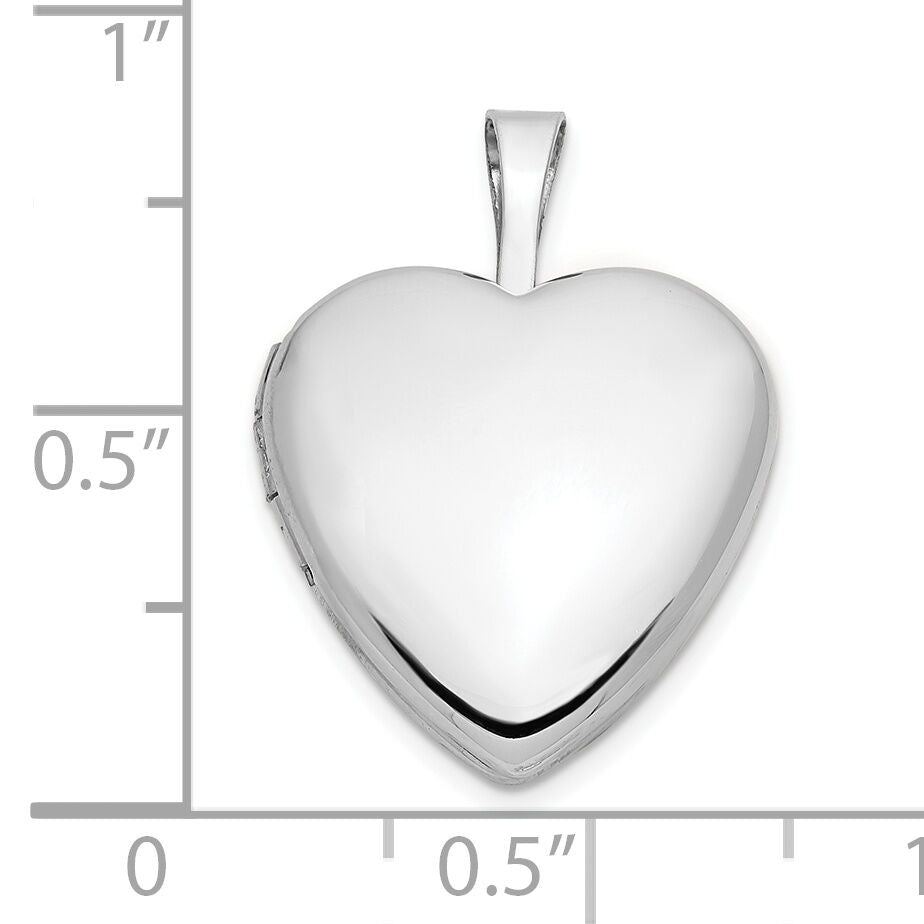 14k White Gold 16mm Heart Locket-XL787
