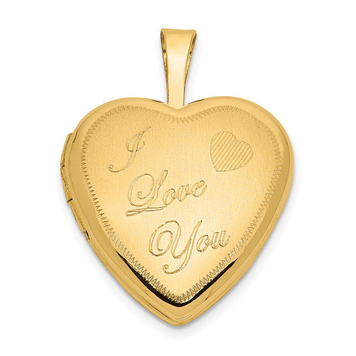 14k 16mm Polished & Satin I LOVE YOU Heart Locket-XL788