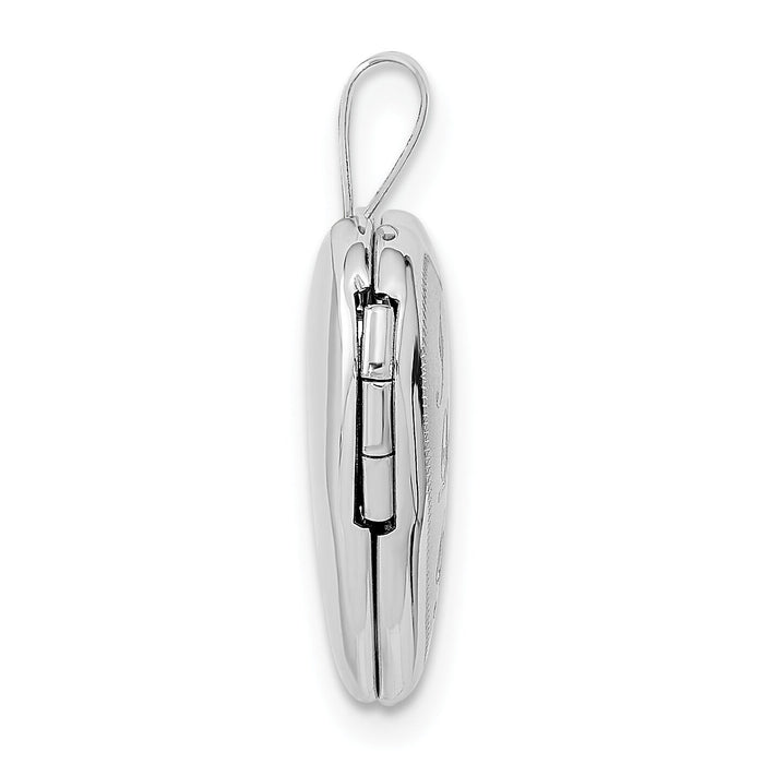 14k White Gold 16mm Satin I LOVE YOU Heart Locket-XL789