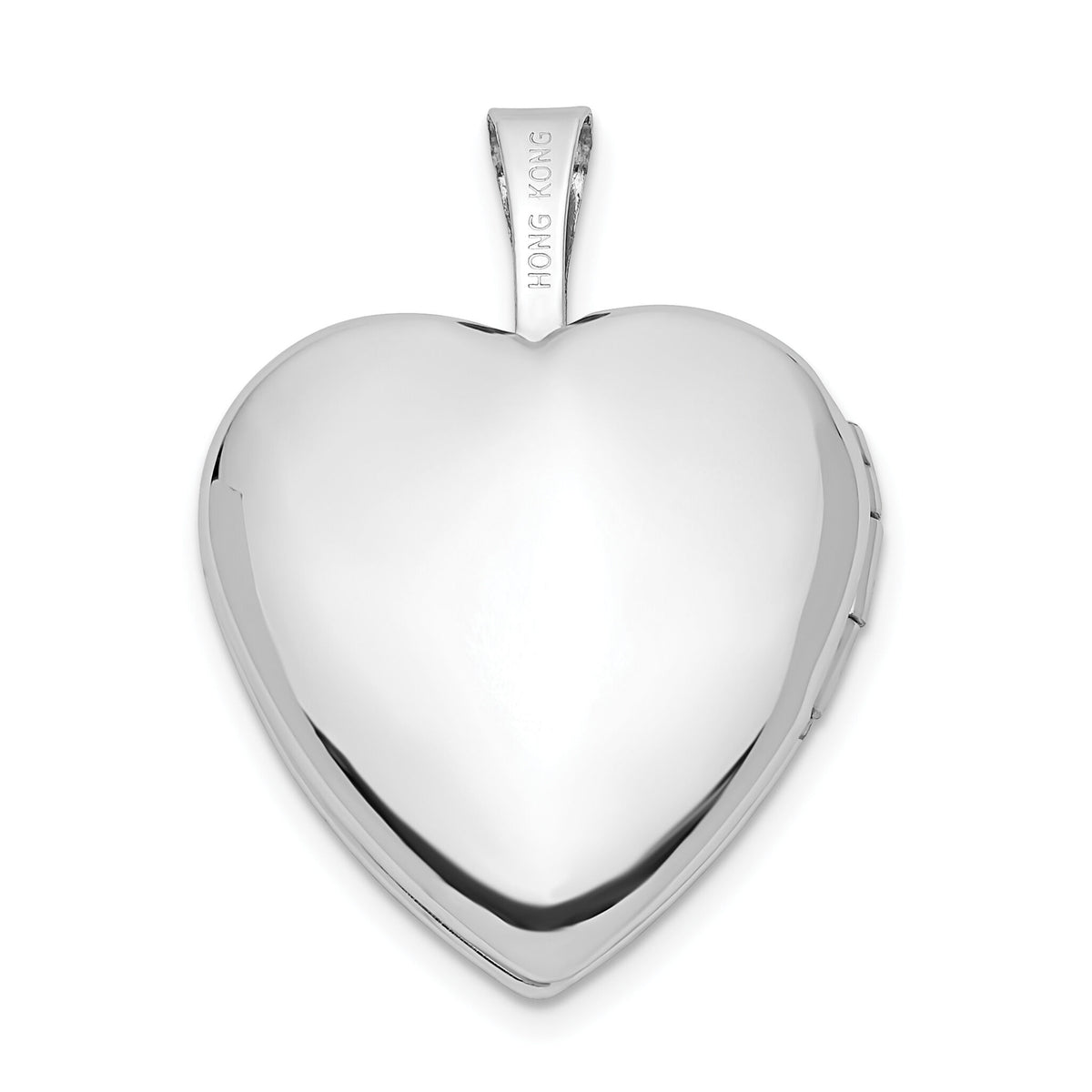 14k White Gold 16mm Satin I LOVE YOU Heart Locket-XL789
