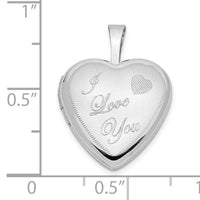 14k White Gold 16mm Satin I LOVE YOU Heart Locket-XL789