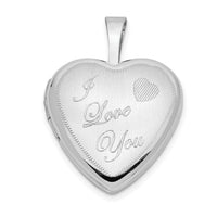 14k White Gold 16mm Satin I LOVE YOU Heart Locket-XL789
