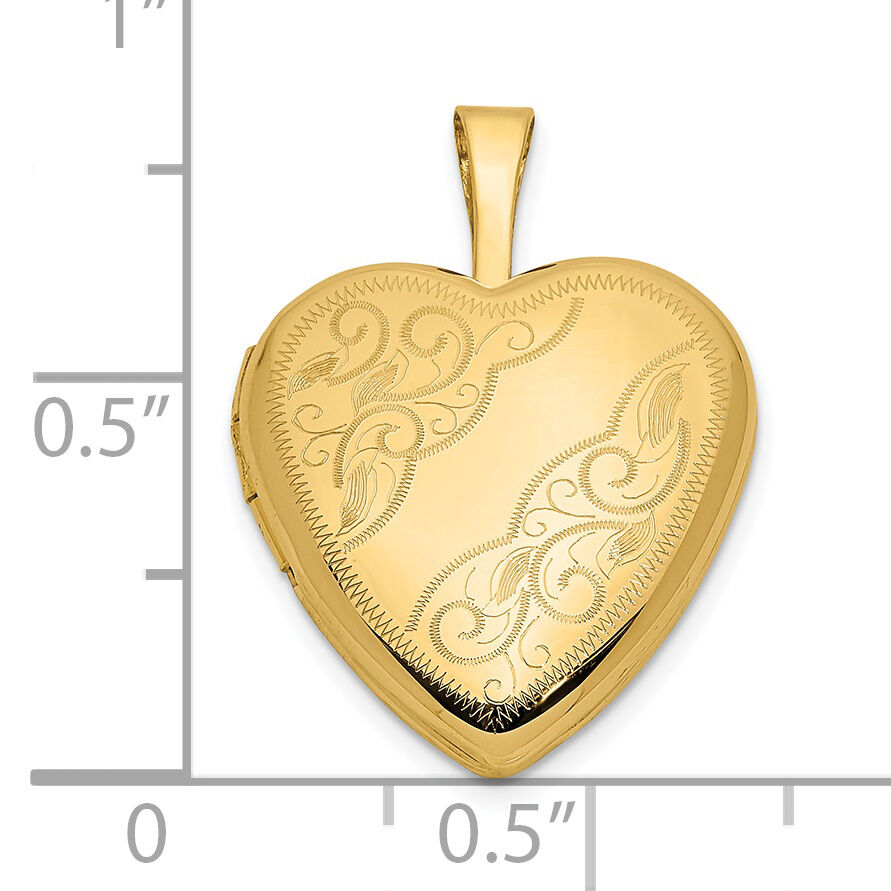 14ky 16mm Leaf and Scroll Heart Locket-XL790