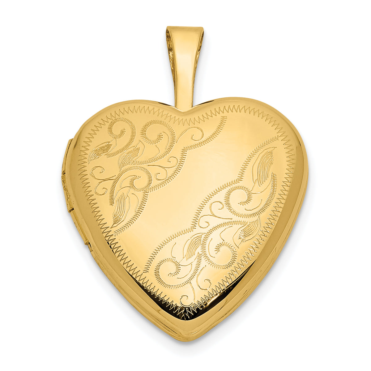14ky 16mm Leaf and Scroll Heart Locket-XL790
