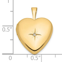 14k 16mm with .01ct. Diamond Star Heart Locket-XL792