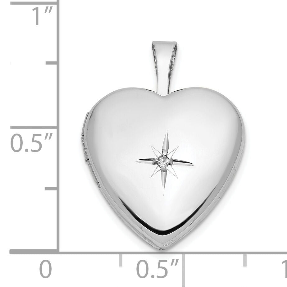 14k White Gold 16mm .01ct. Diamond Heart Locket-XL793