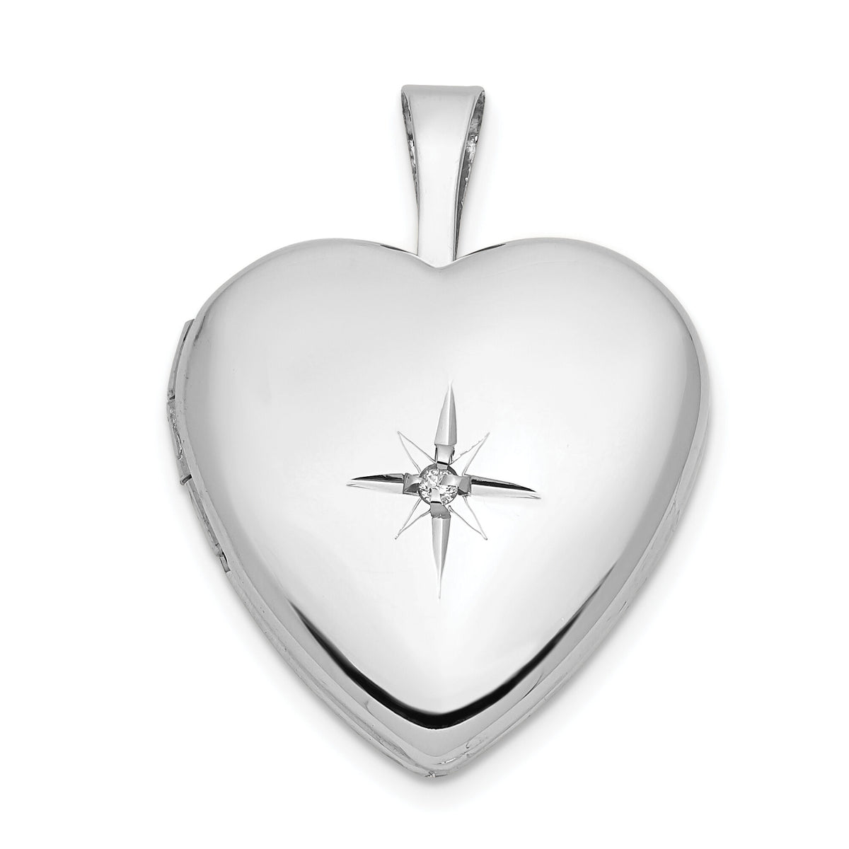 14k White Gold 16mm .01ct. Diamond Heart Locket-XL793