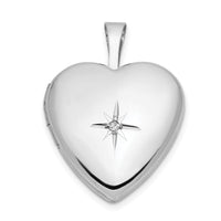 14k White Gold 16mm .01ct. Diamond Heart Locket-XL793