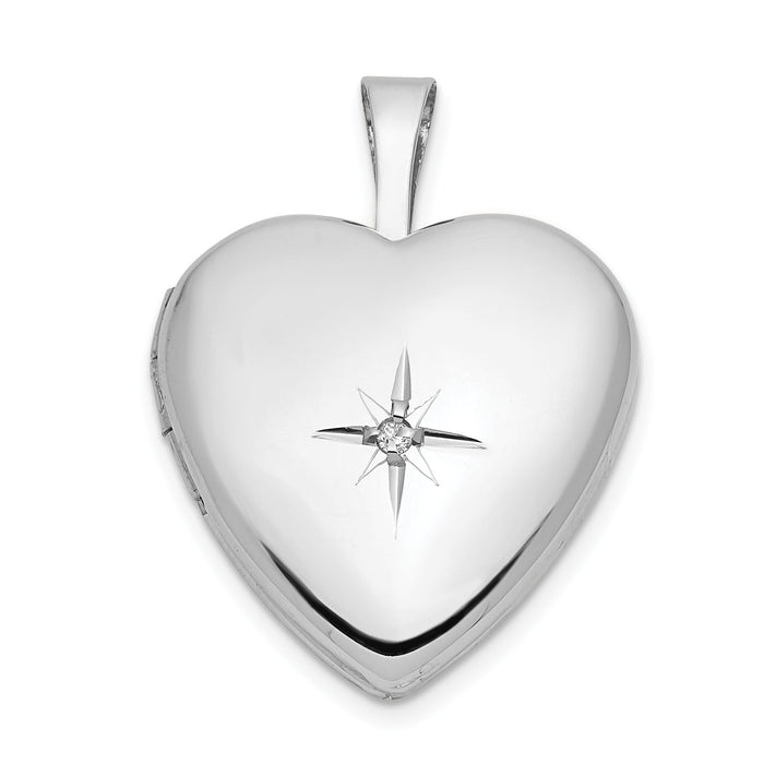 14k White Gold 16mm .01ct. Diamond Heart Locket-XL793