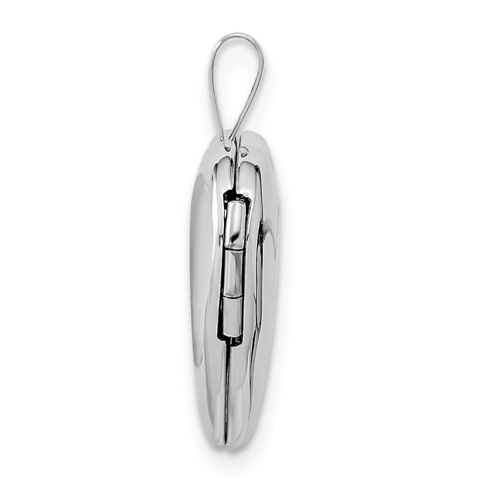 14k White Gold 16mm Double Hearts Locket-XL795