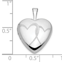 14k White Gold 16mm Double Hearts Locket-XL795