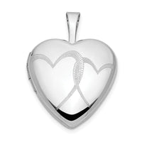 14k White Gold 16mm Double Hearts Locket-XL795