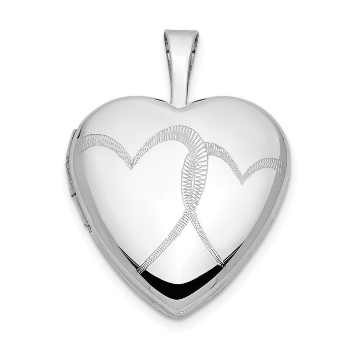 14k White Gold 16mm Double Hearts Locket-XL795