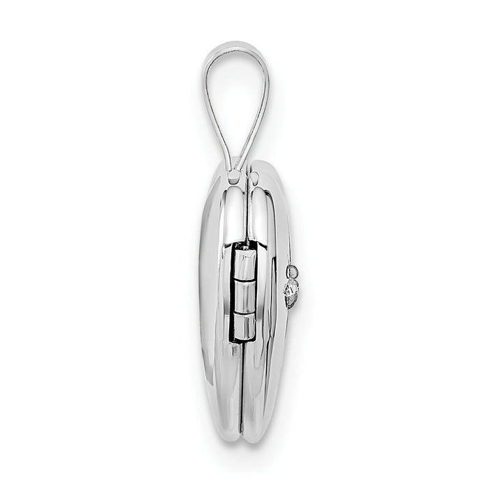 14k White Gold 12mm .01ct. Diamond Heart Locket-XL801